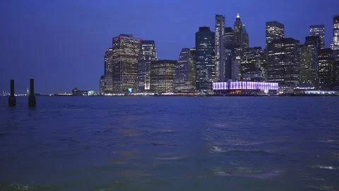 Manhattan skyline at night Stock Footage 303668481