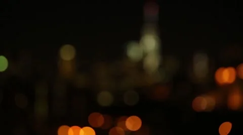 Manhattan Skyline at Night Soft Focus Rack to Sharp Focus Video stock 51808333