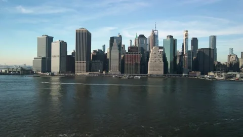 Manhattan skyline pull in shot Stock Footage 275188469