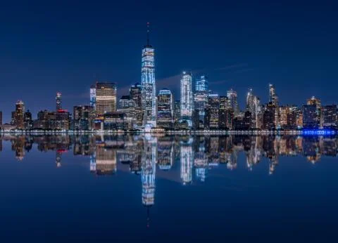 Manhattan skyline with reflection Stock Photos