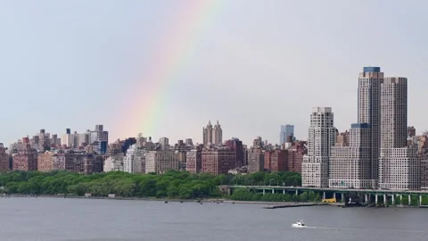 Manhattan skyline right before thunderstorm Stock Footage 254802023