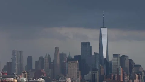 Manhattan skyline right before thunderstorm Stock Footage 254802070