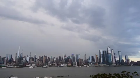 Manhattan skyline right before thunderstorm Stock Footage 254802178