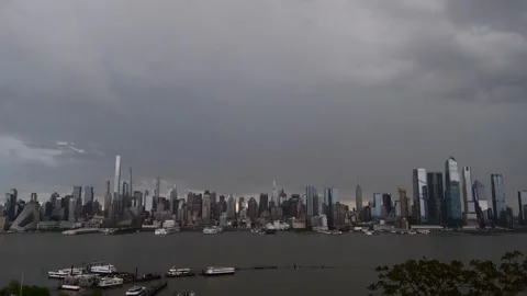 Manhattan skyline right before thunderstorm Stock Footage 254802186