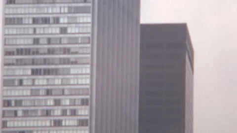 Manhattan Skyline Skyscraper Architecture Contrast New York City 1970s 스톡 동영상 344955088