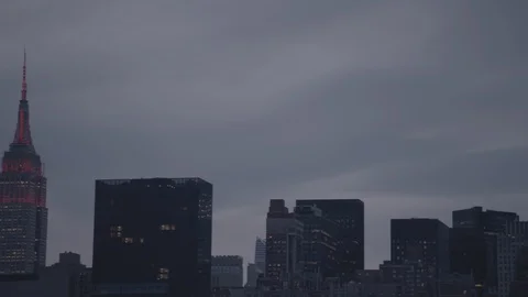 Manhattan Skyline Smooth Pan Stock Footage 128817571
