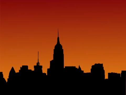 Manhattan skyline at sunset Ilustración de archivo