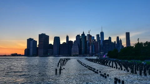 Manhattan Skyline at sunset Time lapse Stock Footage 91669239