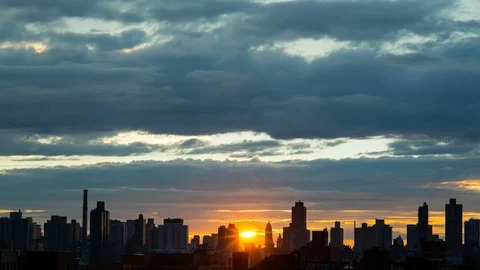 Manhattan Skyline Sunset Time Lapse Stock Footage 127054007