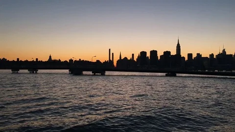 Manhattan Skyline Sunset Timelapse (View from Williamsburg, Brooklyn) Stock Footage 79203067