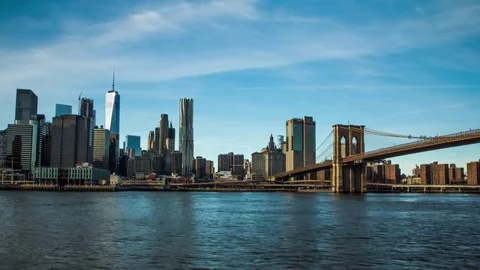 Manhattan Skyline Time Lapse From Brooklyn Bridge Park Stock Footage 74100526
