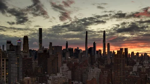 Manhattan Skyline Time Shift Zoom In Stock Footage 164672710