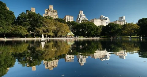 Manhattan skyscraper skyline view from Central Park New York City Stock Footage 122975808