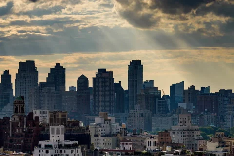 Manhattan Skyscraper Sunset Timelapse First Stock Footage 216425556
