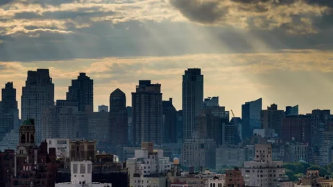 Manhattan Skyscraper Sunset Timelapse First Stock Footage 216451115