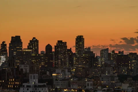 Manhattan Skyscraper Sunset Timelapse Third Stock Footage 216420541