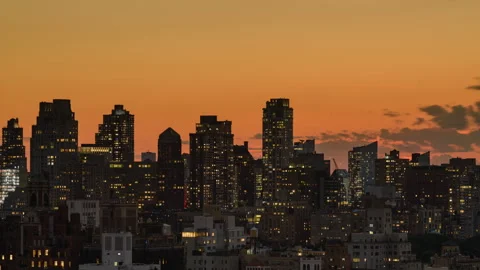 Manhattan Skyscraper Sunset Timelapse Third Stock Footage 216452300