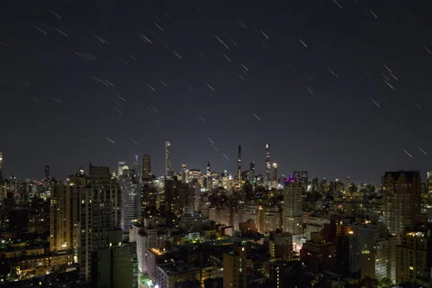 Manhattan Star Trails Timelapse One of Two Stock Footage 219374783