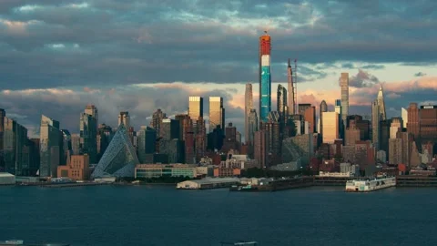 Manhattan Sunset from New Jersey Stock Footage 145989611