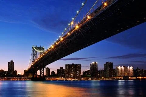 Manhattan at sunset Stock Photos