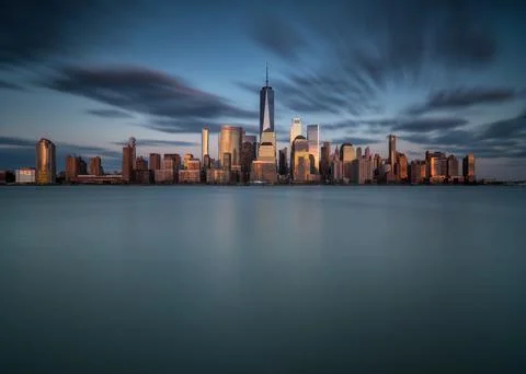 Manhattan at sunset Stock Photos