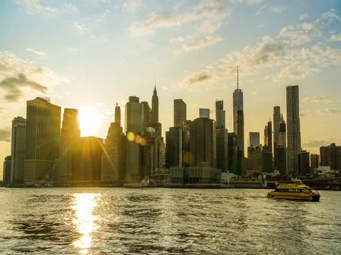 Manhattan Sunset Time Lapse in 2k Stock Footage 80163716
