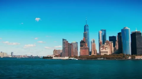 Manhattan view from a boat Stock Footage 145990470