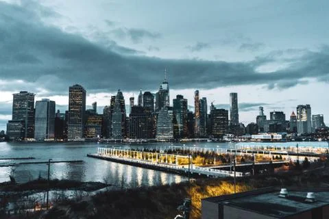 Manhattan view from Brooklyn Stock Photos