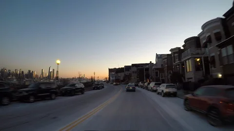 Manhattan View Drive through West New York Time Lapse 4K Stock Footage 102150334