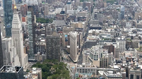 Manhattan view from Empire State with Flatiron building in center Stock Footage 112317974
