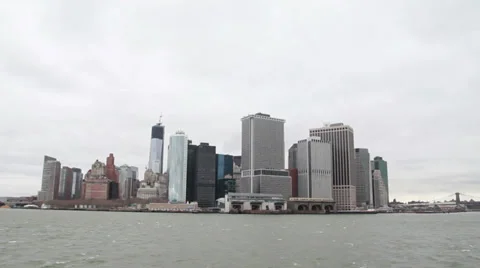 Manhattan view from sea 2 Stock Footage 32366628