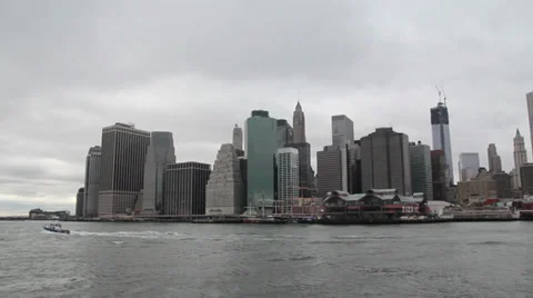 Manhattan view from sea Stock Footage 32365991