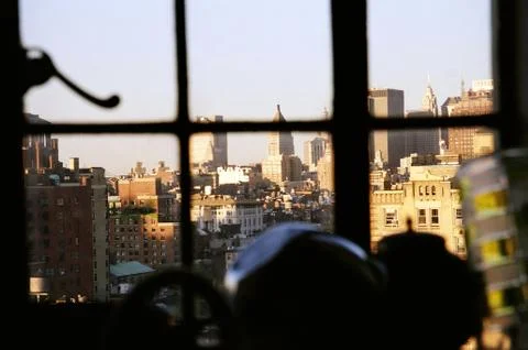 Manhattan window view Stock Photos