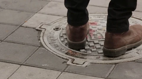 Manhole Cover Hatch Stock Footage 75379990