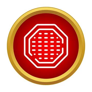 Manhole cover icon vector illustration in red circle Stock Illustration
