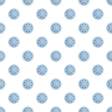 Manhole cover repeating pattern on white background Stockillustratie