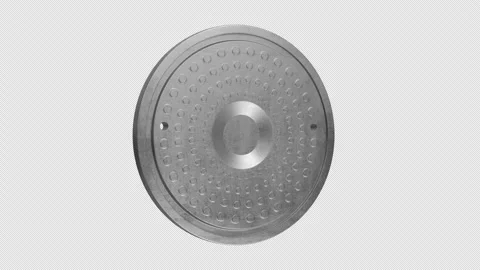 Manhole Cover Rotating on a Transparent Background. Seamless Loop. 4K Stock Footage 306970025