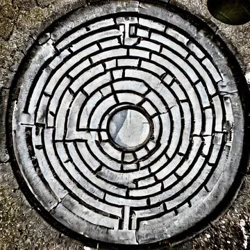 Manhole Maze Stock Illustration