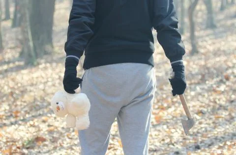 Maniac with an ax Foto stock