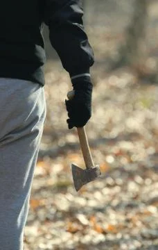 Maniac with an ax Foto stock