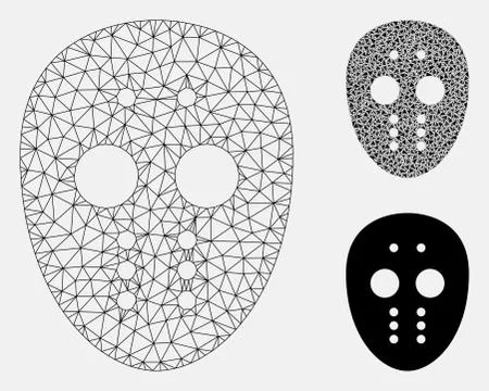 Maniac Mask Vector Mesh 2D Model and Triangle Mosaic Icon 스톡 일러스트