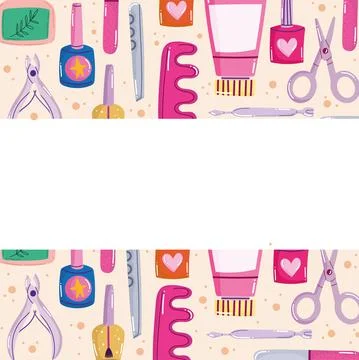 Manicure accessories background Stock Illustration