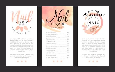 Manicure and Nail Studio Design with Logo Creative Vector Template Stock Illustration