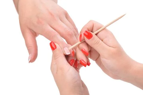 Manicure applying - cleaning the cuticles Stock-Fotos