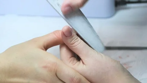 Manicure. Close-up. Remove old nail polish. Slow Motion Video stock 70668873