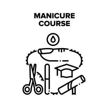 Manicure Course Vector Black Illustration Stockillustratie