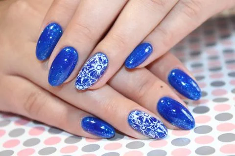 Manicure design blue Stock Photos