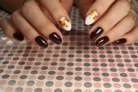 Manicure design brown Stock Photos