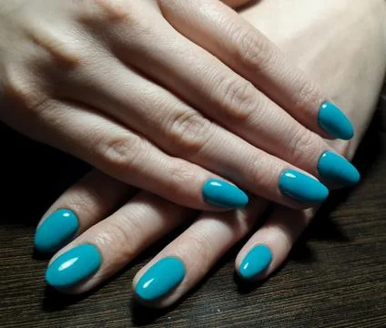 Manicure design on hand Beautiful pens Stock Photos