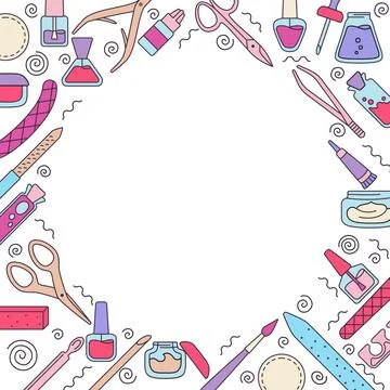 Manicure equipment nails tools background vector Stock Illustration